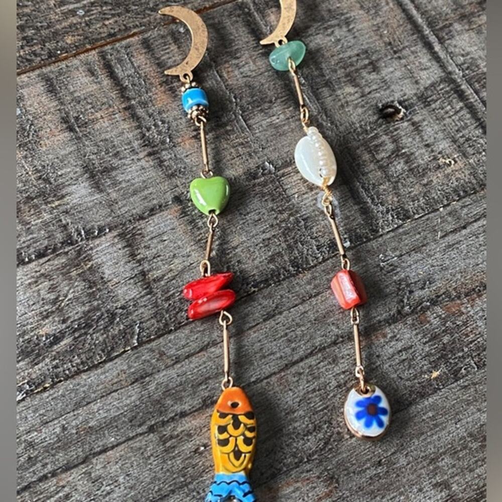 NEW Crescent Moon Charm Dangle Earrings - Picture 3 of 14